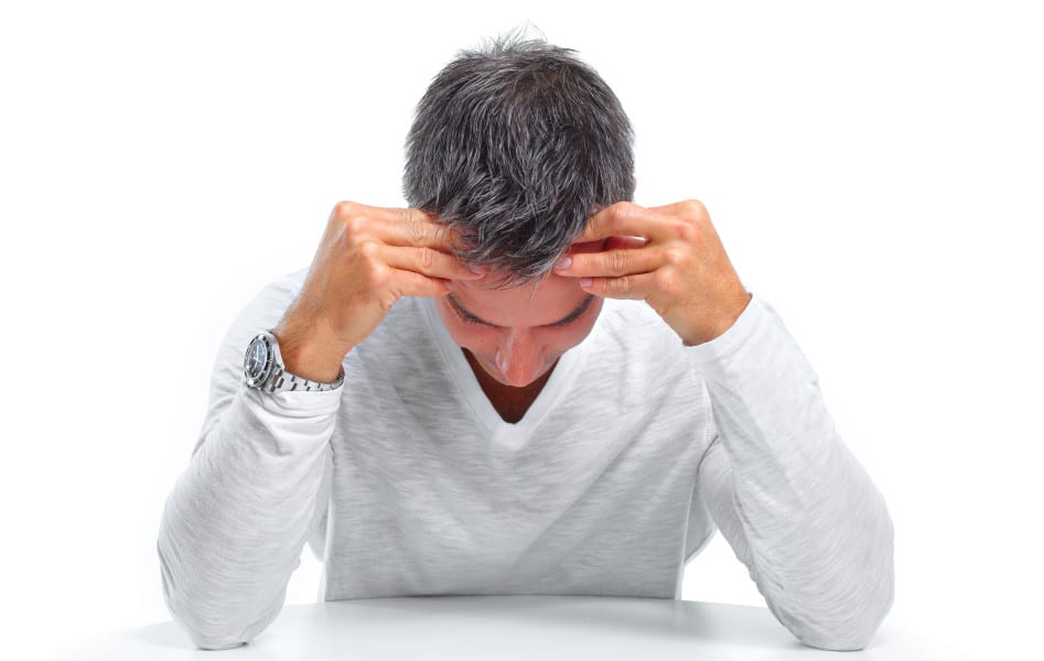 Man having stress and headache migraine from work injury